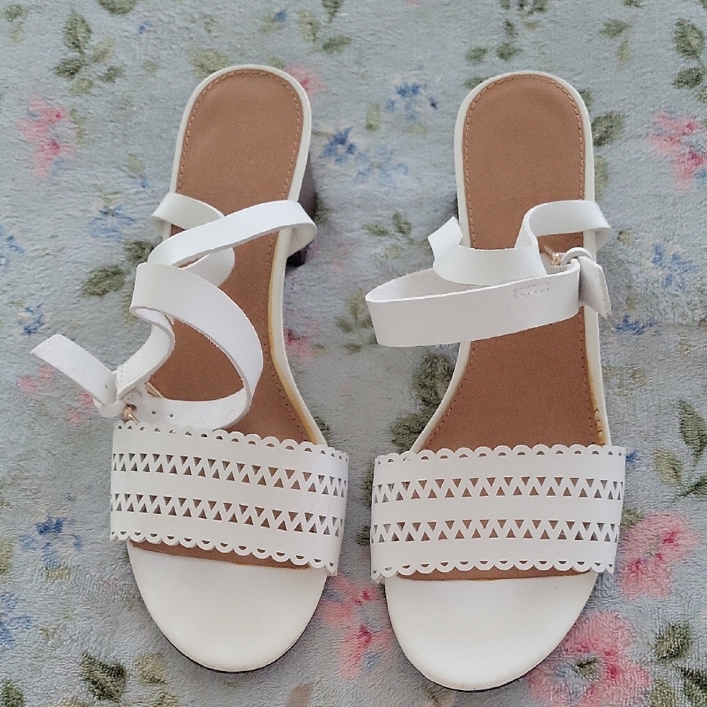 J. Crew White Ankle Strap Sandals